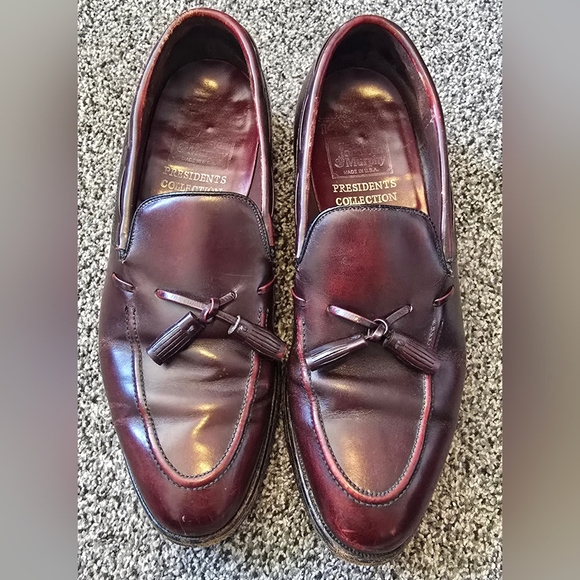 JOHNSON & MURPHY ARISTOCRATS ALL LEATHER DARK BURGUNDY SLIP ON Mens Size 8 - Picture 5 of 11